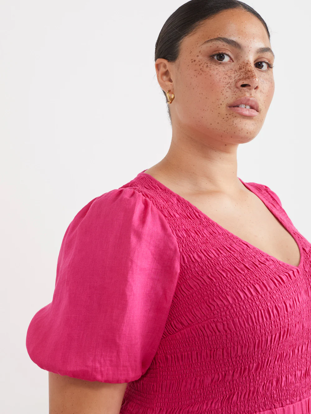 The Shirred Bodice V-Neck Dress - Image 7