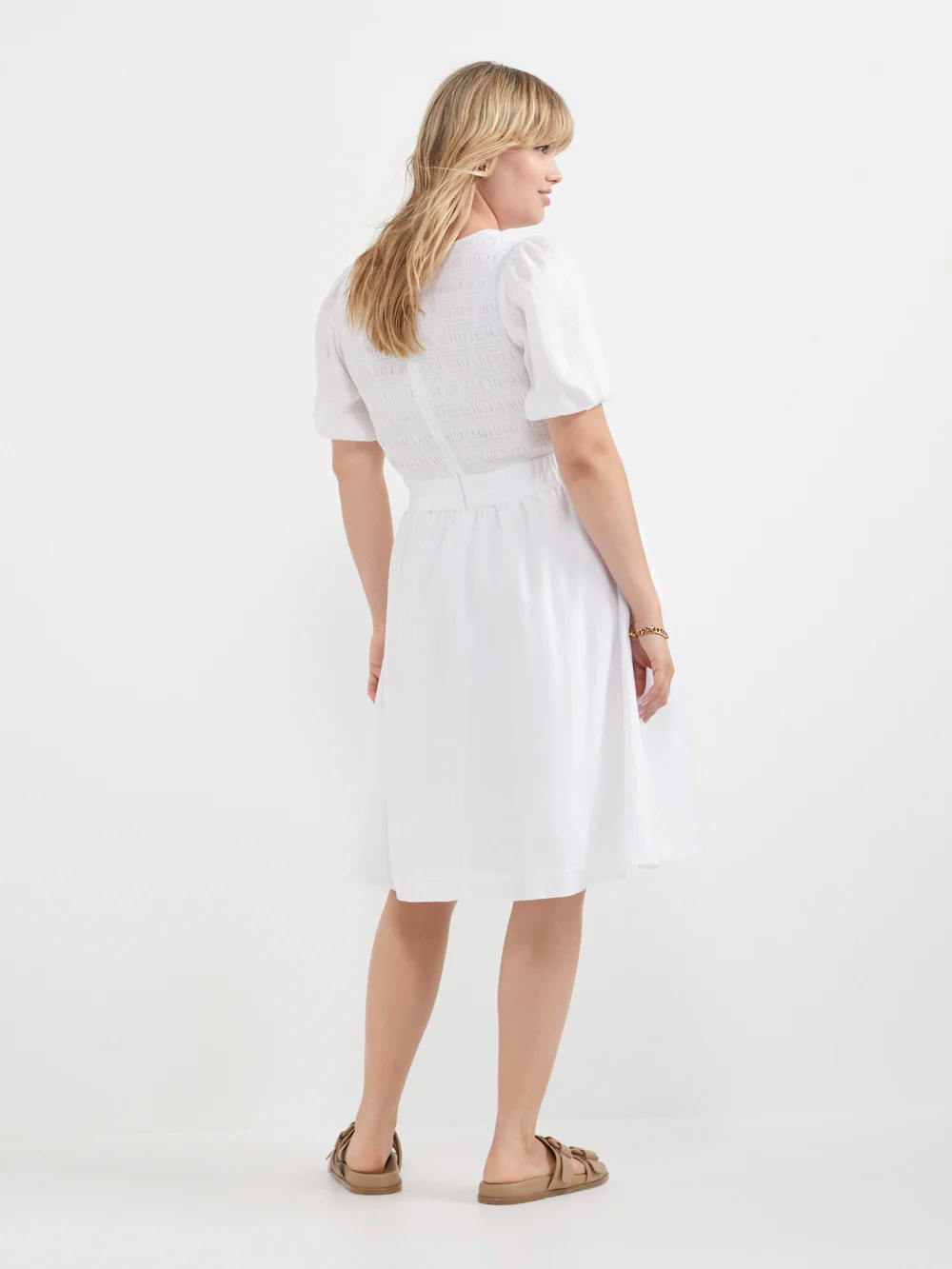The Shirred Bodice V-Neck Dress - Image 3