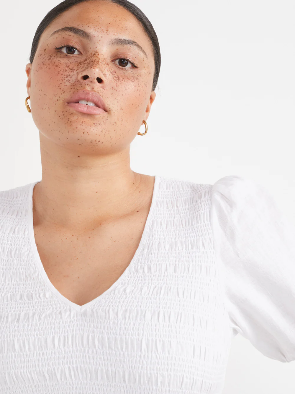 The Shirred Bodice V-Neck Dress - Image 7