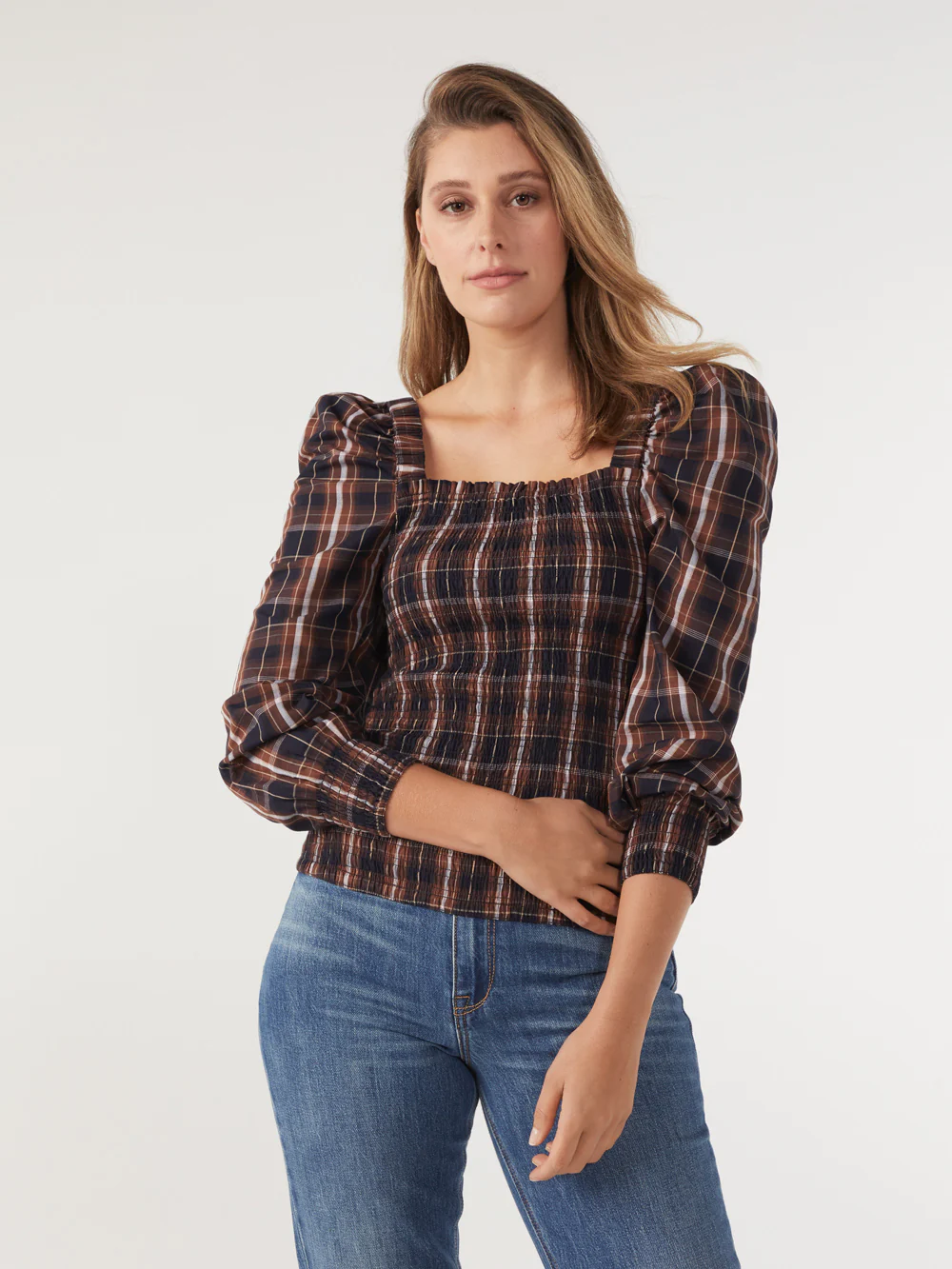 The Shirred Cotton Check Top - Image 2