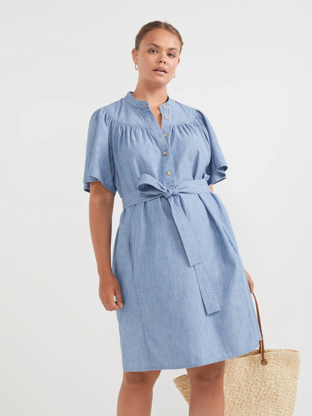 The Soft Chambray Shirt Dress - Image 6