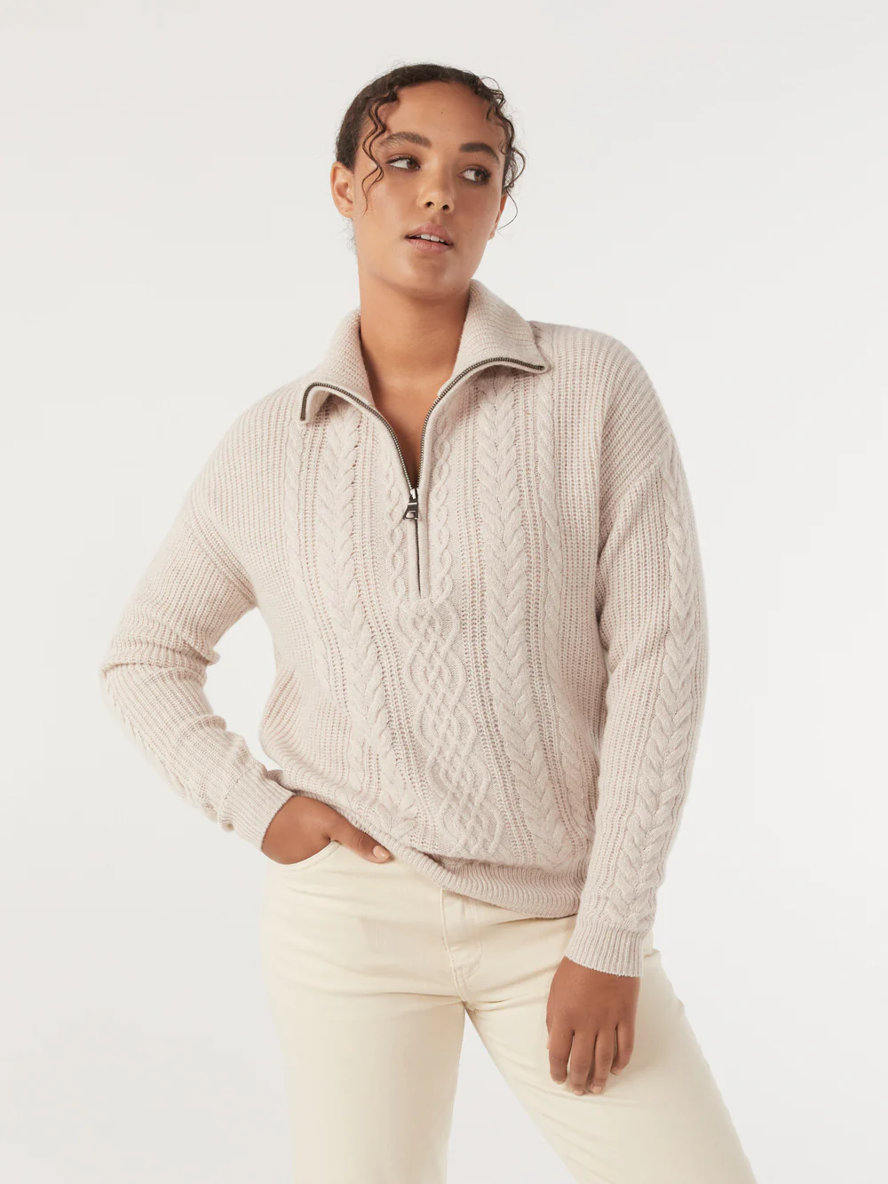The Stitch Detail Half Zip Knit - Image 3
