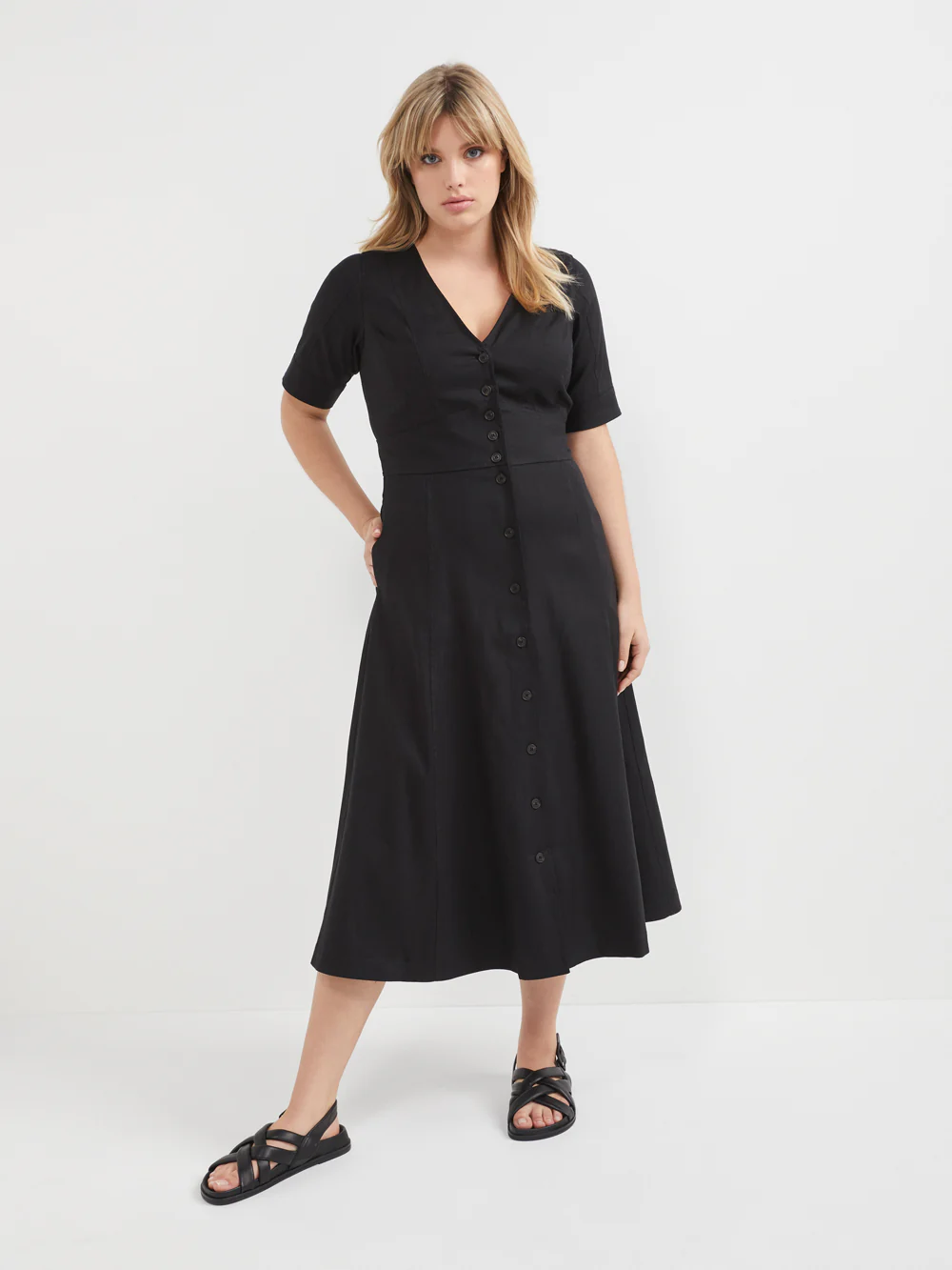 The Stretch Linen Button Front Dress - Image 2