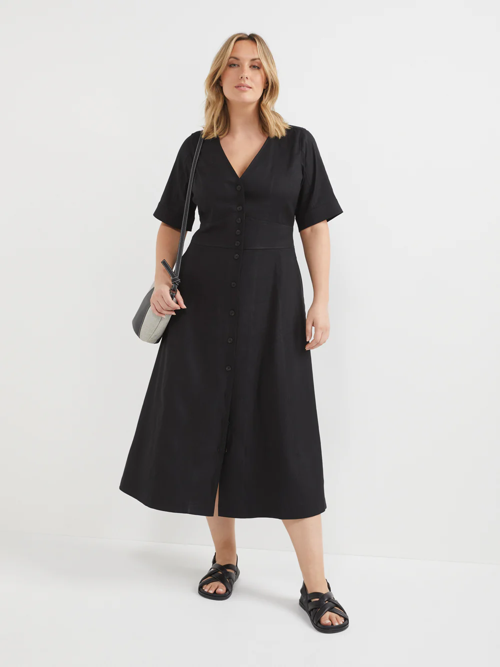 The Stretch Linen Button Front Dress - Image 5