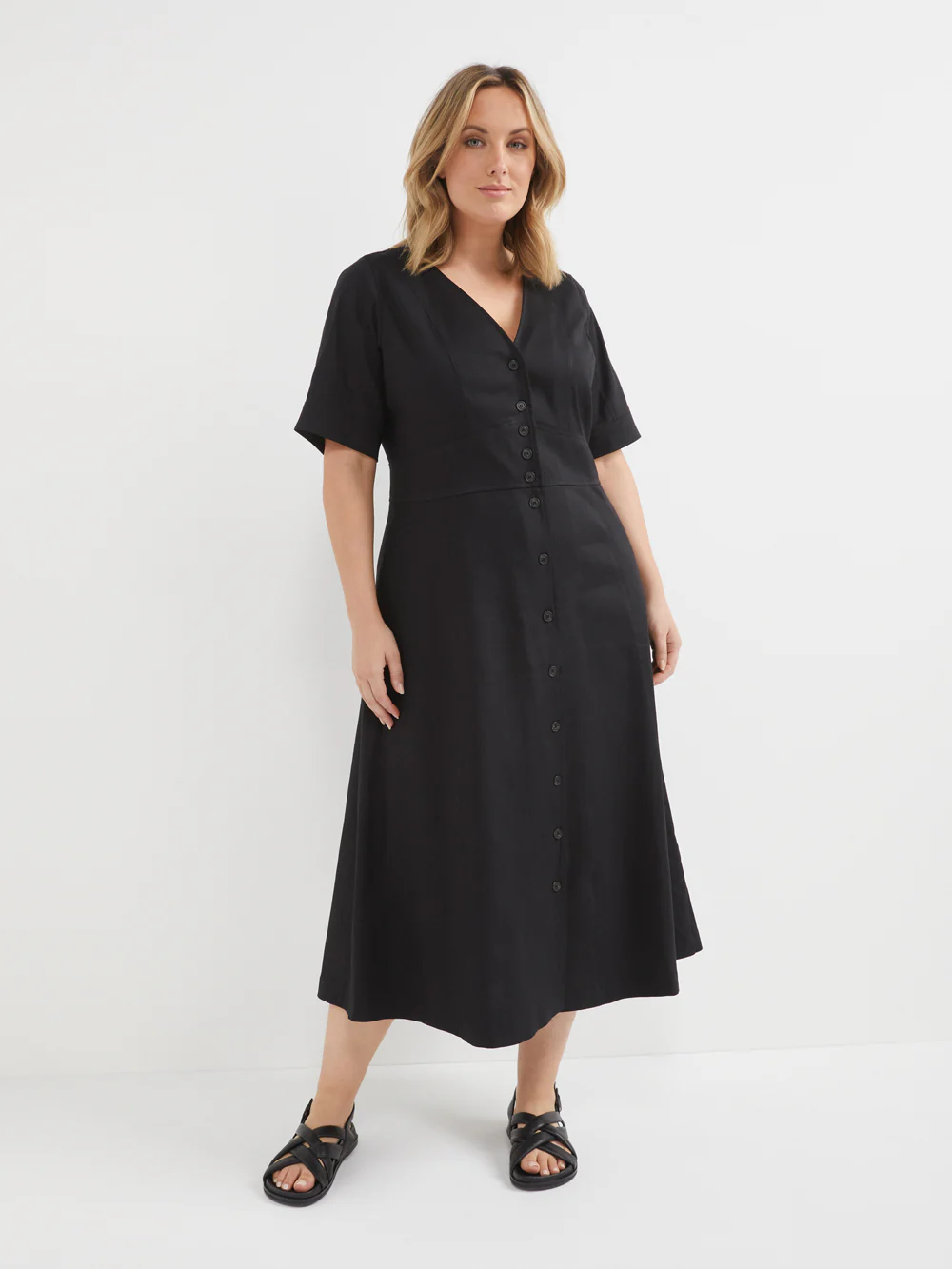 The Stretch Linen Button Front Dress - Image 6