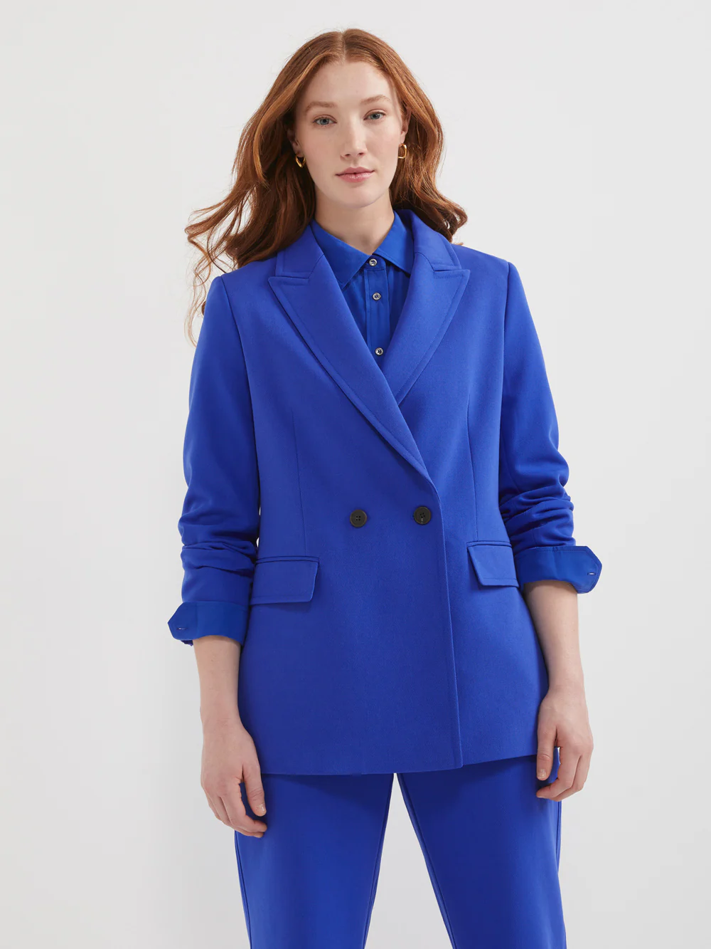 The Stretch Twill Double Breasted Blazer