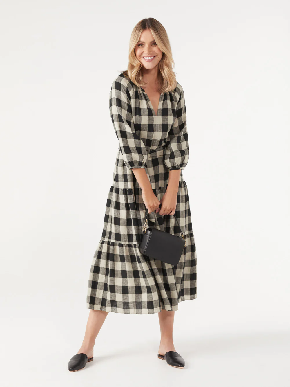 The Tiered Linen Check Dress