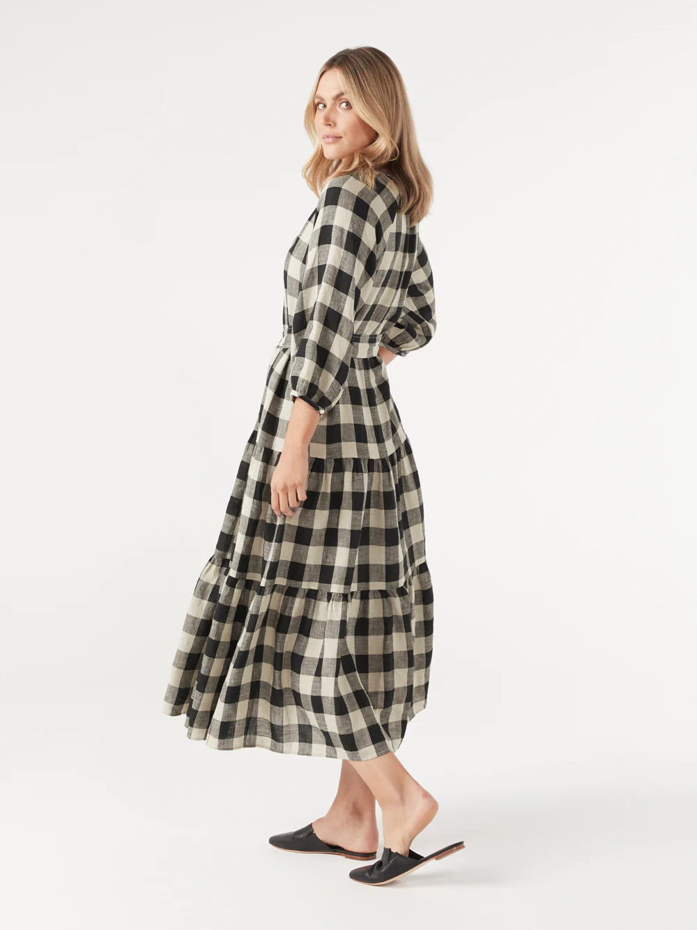 The Tiered Linen Check Dress - Image 3
