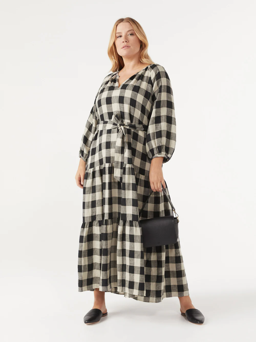 The Tiered Linen Check Dress - Image 5