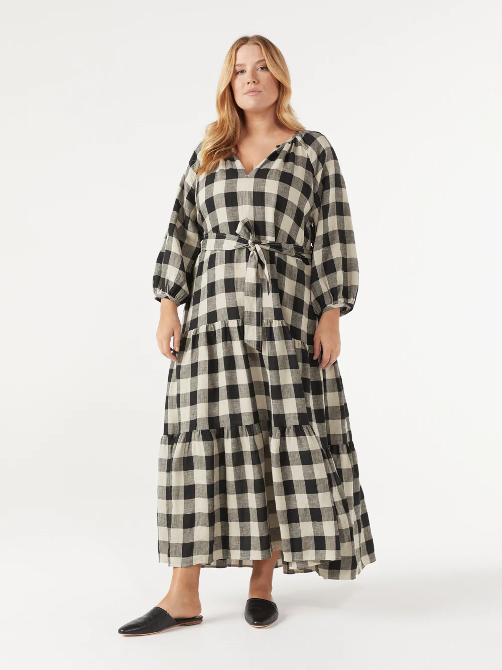 The Tiered Linen Check Dress - Image 6