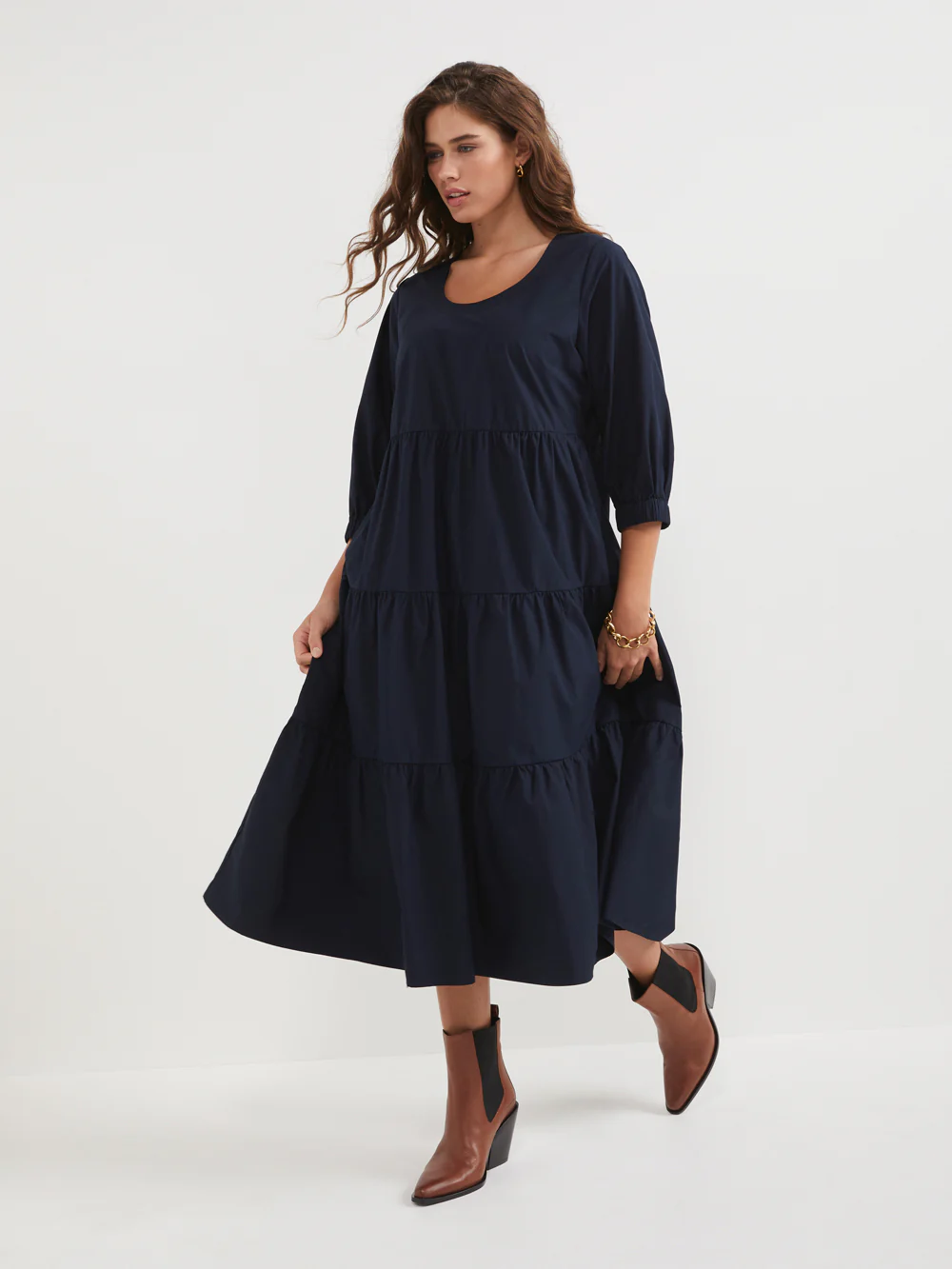 The Washed Cotton Poplin Tiered Dress - Image 2