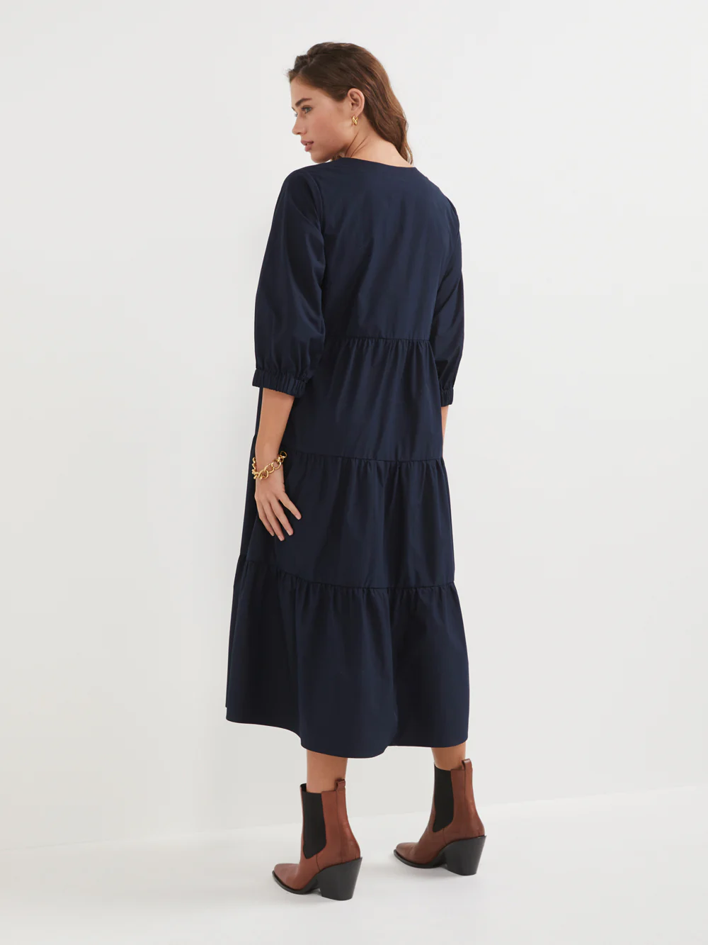The Washed Cotton Poplin Tiered Dress - Image 3